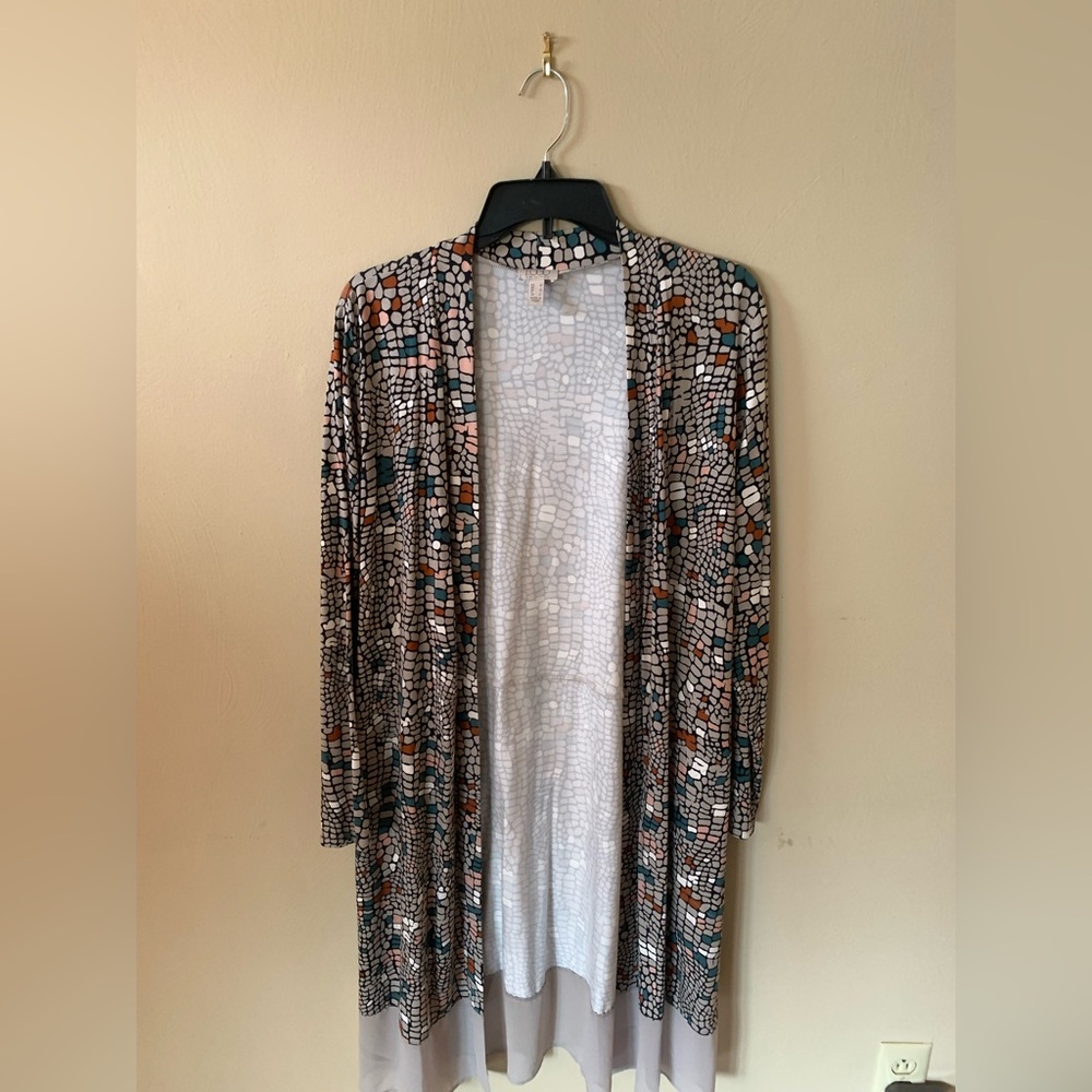 LOGO by Lori Goldstein Mosaic Print Cardigan